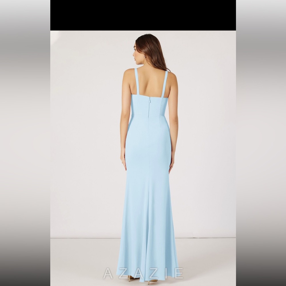 NWT Azazie Gianetta sz10 bridesmaid dress sky blue color square neck